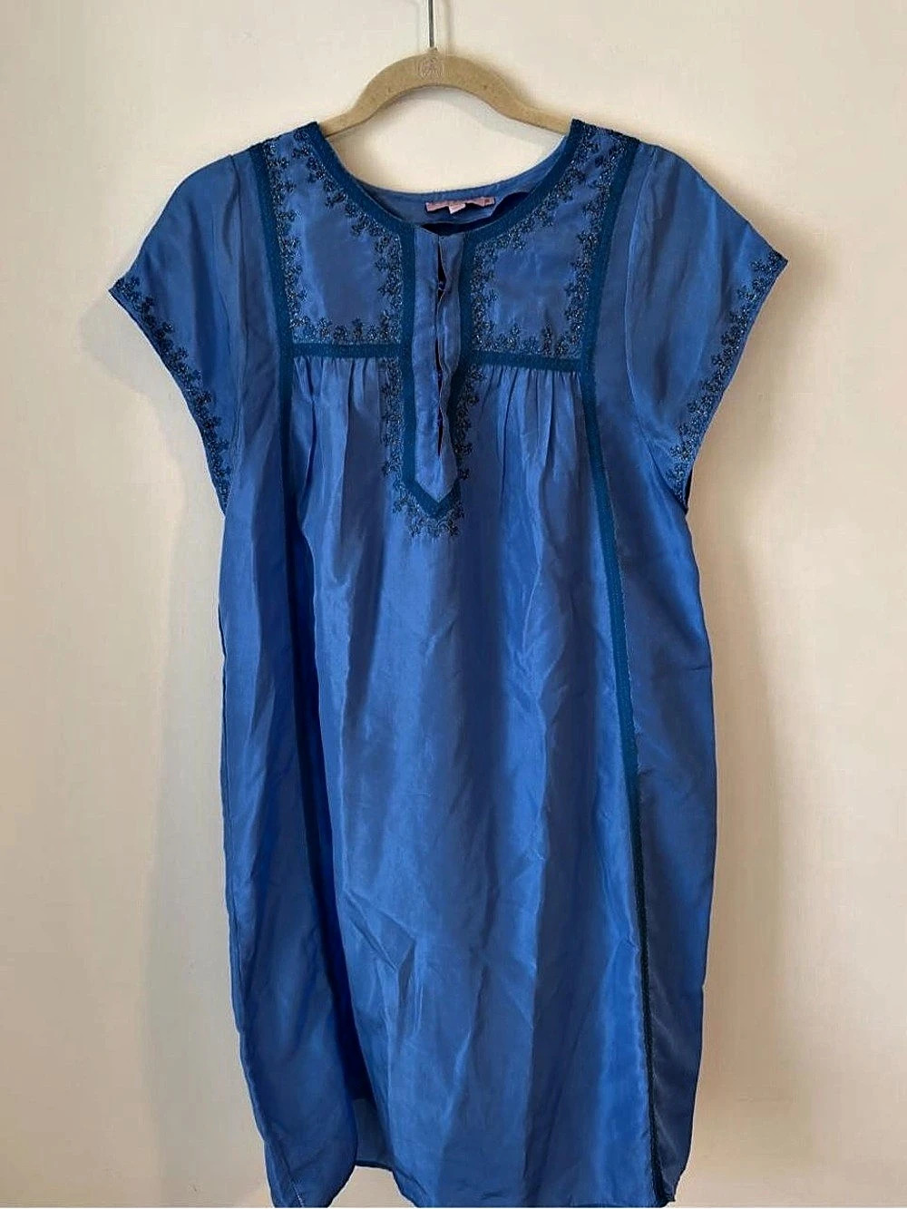 Calypso Embroidered Blue Tunic Size Small Like New